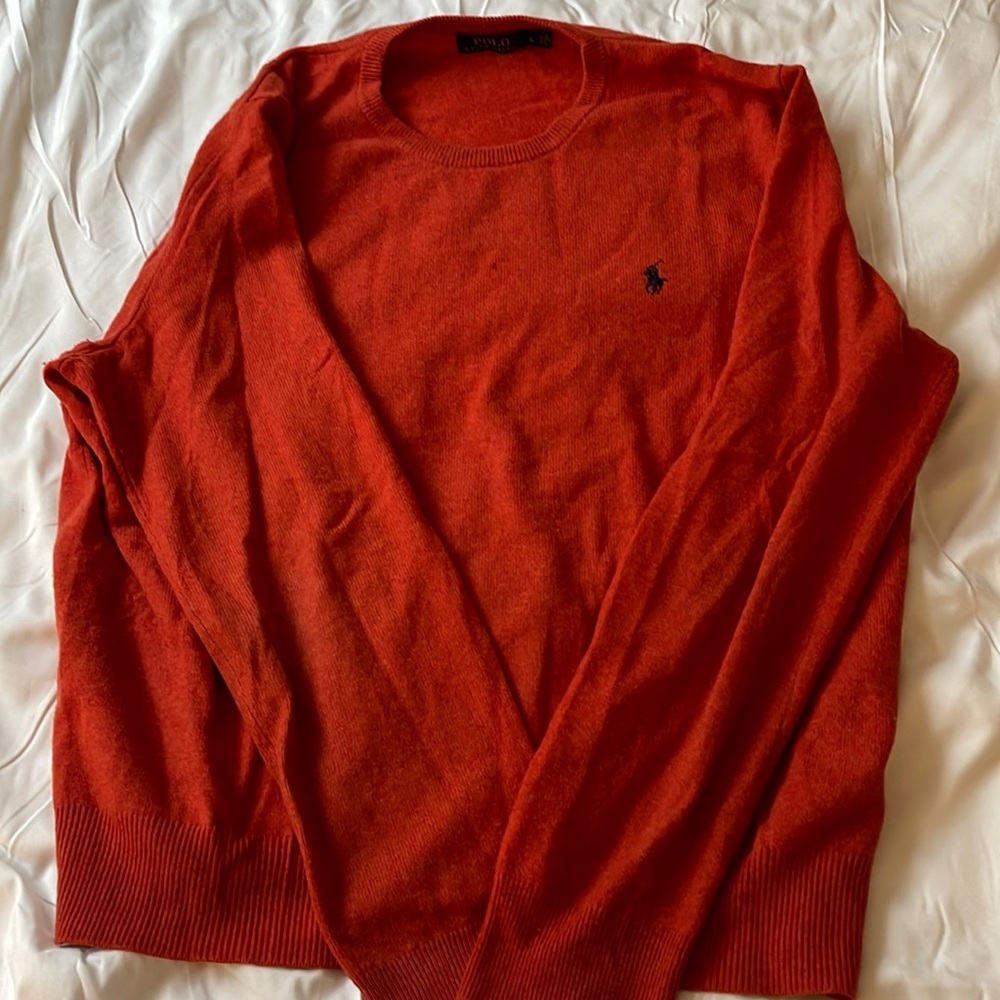 Polo Sweater Men Orange Large